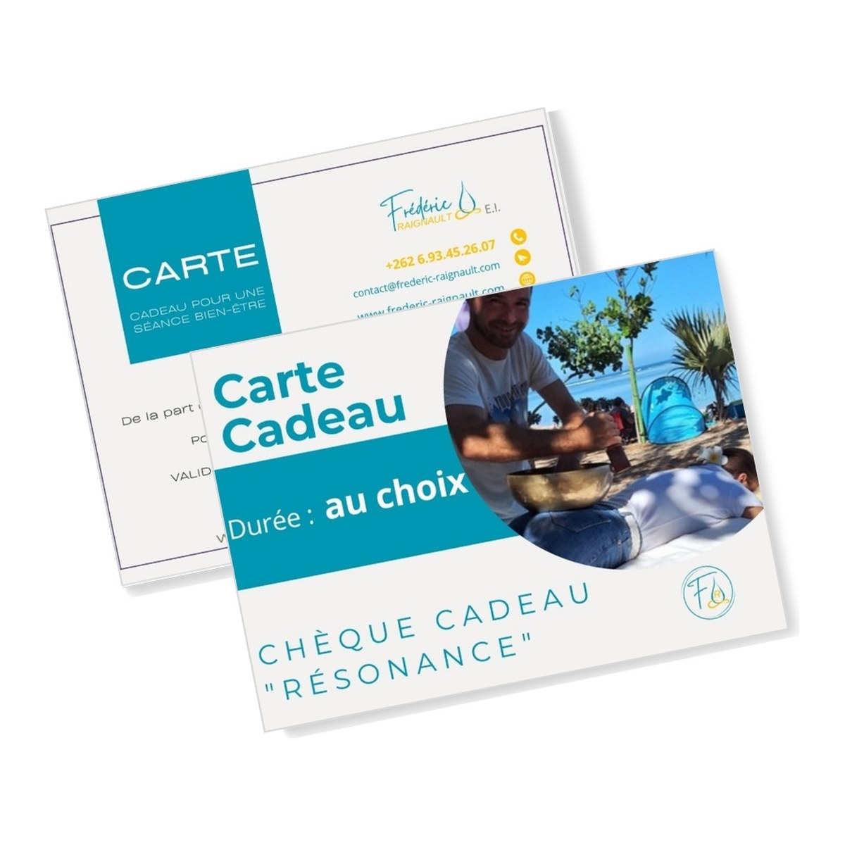 Carte cadeau Résonance de Frédéric Raignault, recto et verso