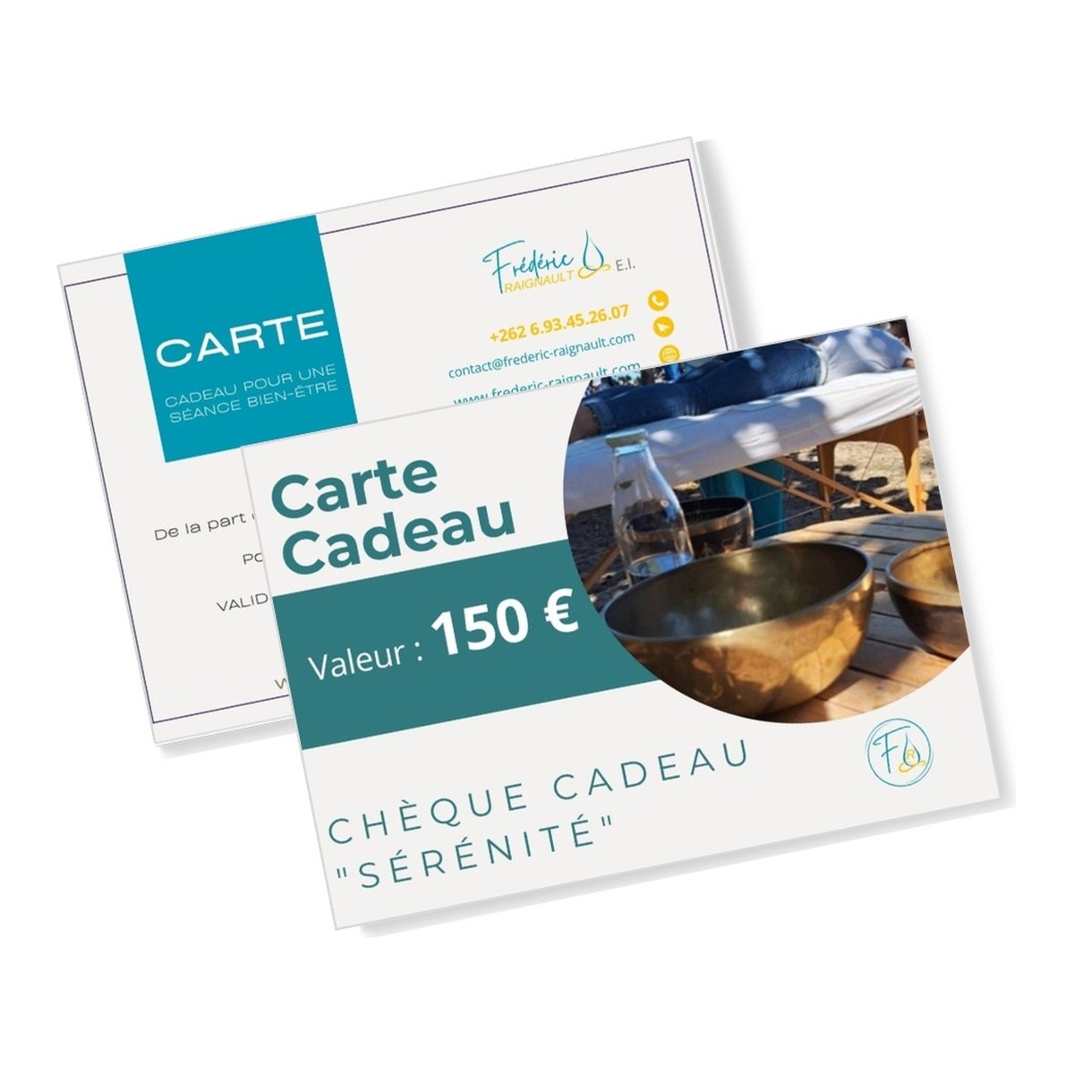 Carte cadeau Sérénité de Frédéric Raignault, recto et verso
