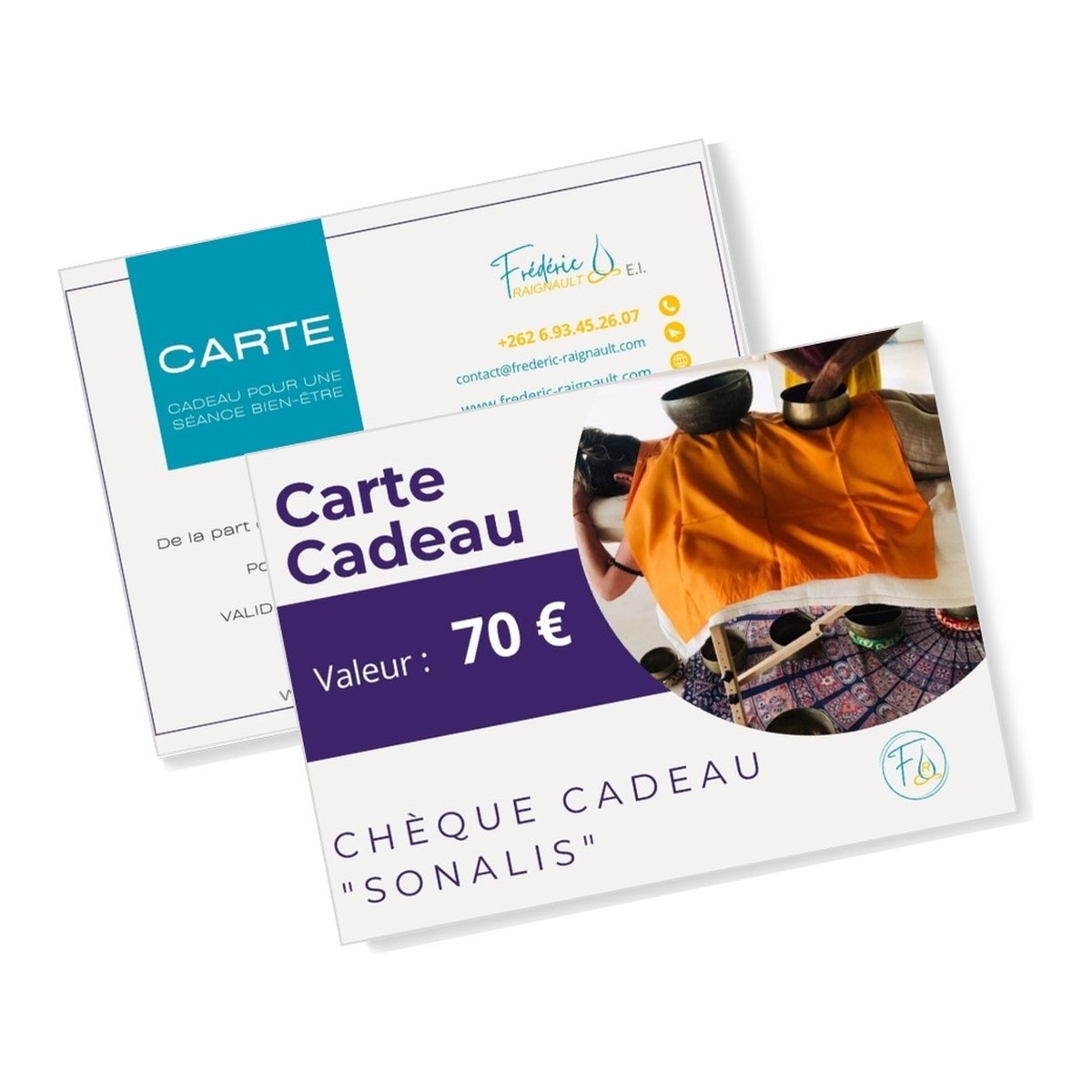 Carte cadeau Sonalis de Frédéric Raignault, recto et verso